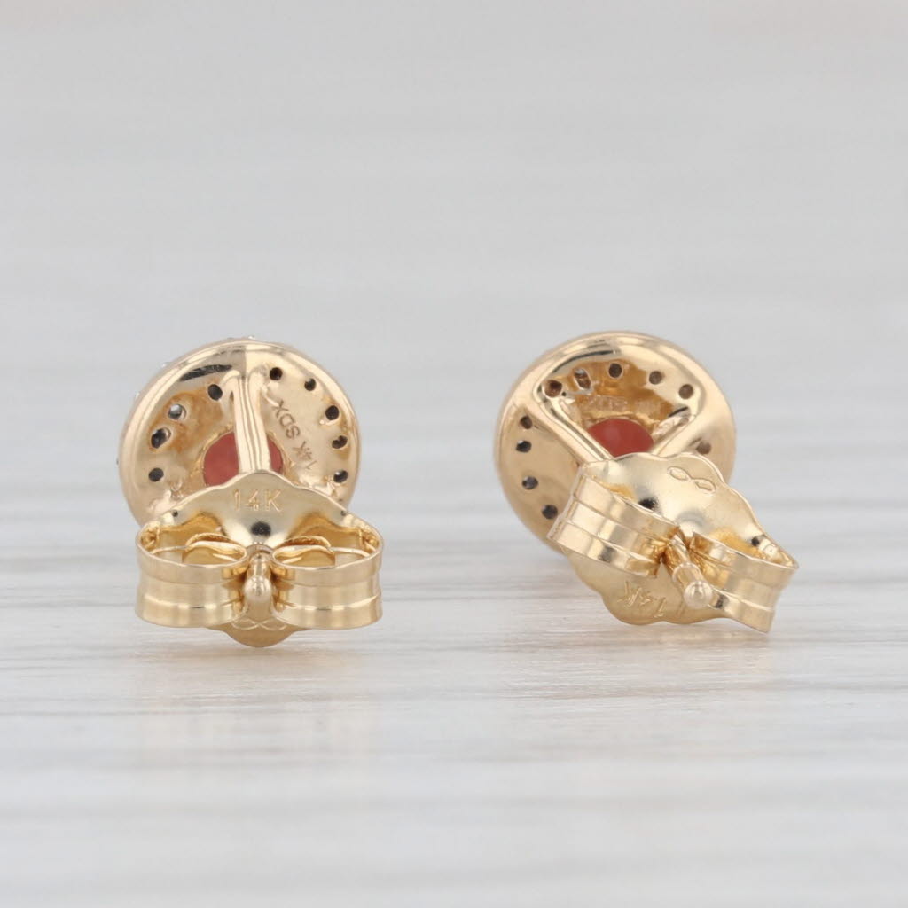 Light Gray New 0.45ctw Garnet Diamond Halo Stud Earrings 14k Yellow Gold