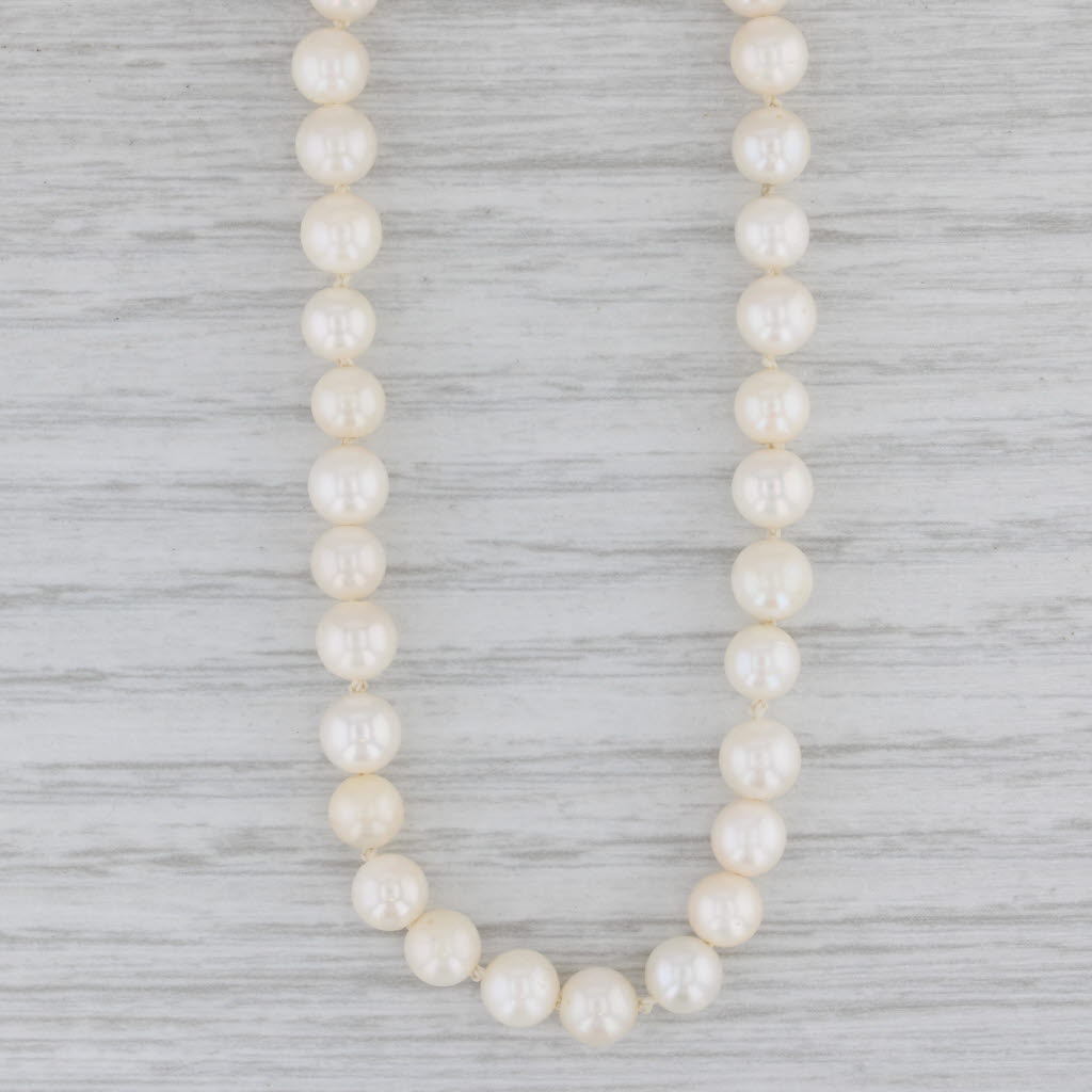 Gray Vintage Cultured Pearl Bead Strand Necklace 14k White Gold 31.5" AS IS