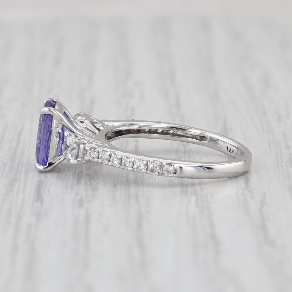 1.96ctw Cushion Tanzanite Diamond Ring 14k White Gold Size 5.5 Engagement