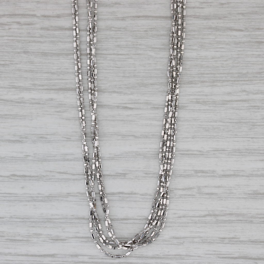 Gray Multistrand Bead Necklace 14k White Gold 16.75" Milor Italy