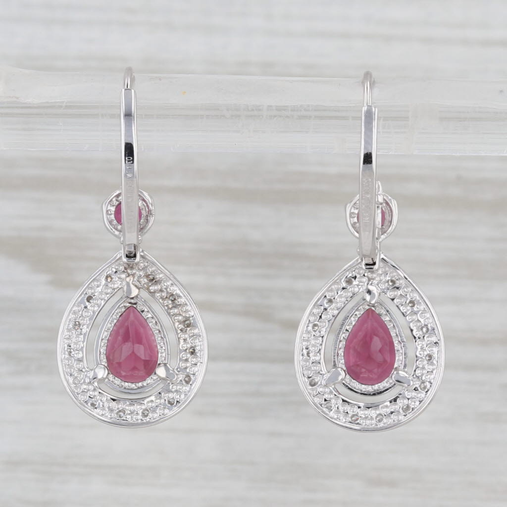 2.11ctw Garnet Diamond Drop Earrings 14k White Gold
