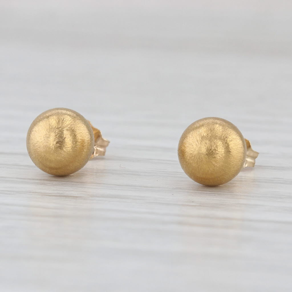 Brushed Bead Stud Earrings 10k Yellow Gold 6.8mm