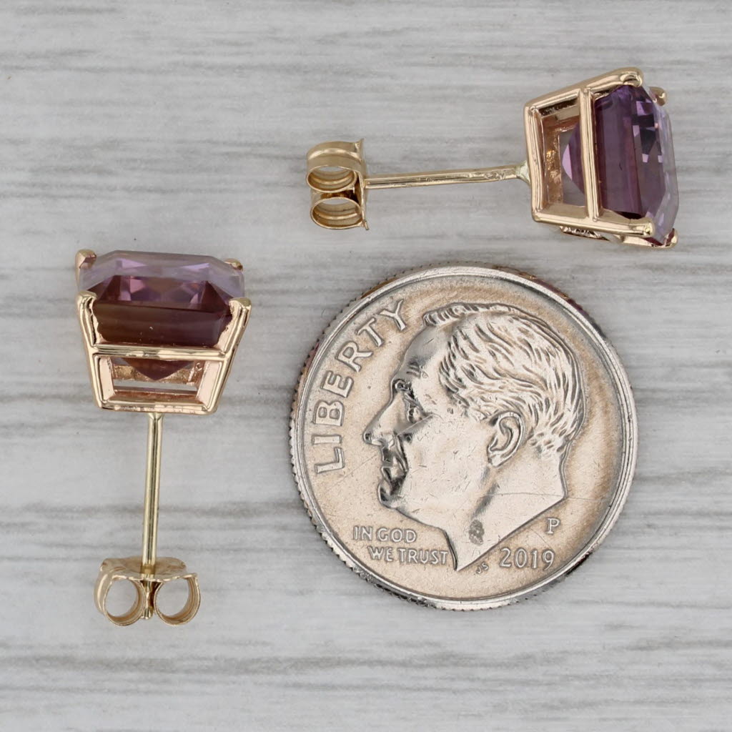 Gray Purple Yellow 6.20ctw Ametrine Stud Earrings 14k Yellow Gold Solitaires