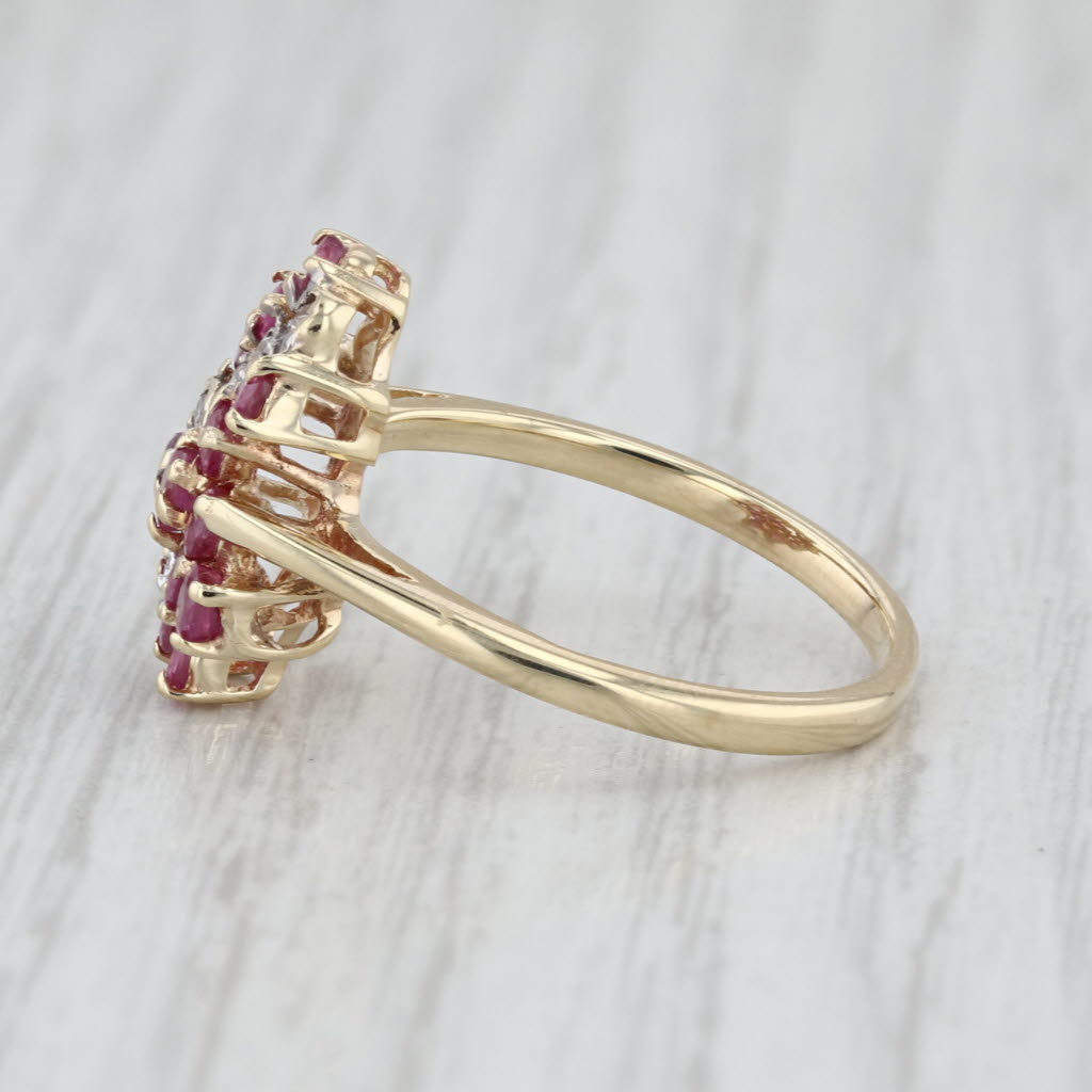 1.14ctw Ruby Diamond Cluster Ring 14k Yellow Gold Size 7.75