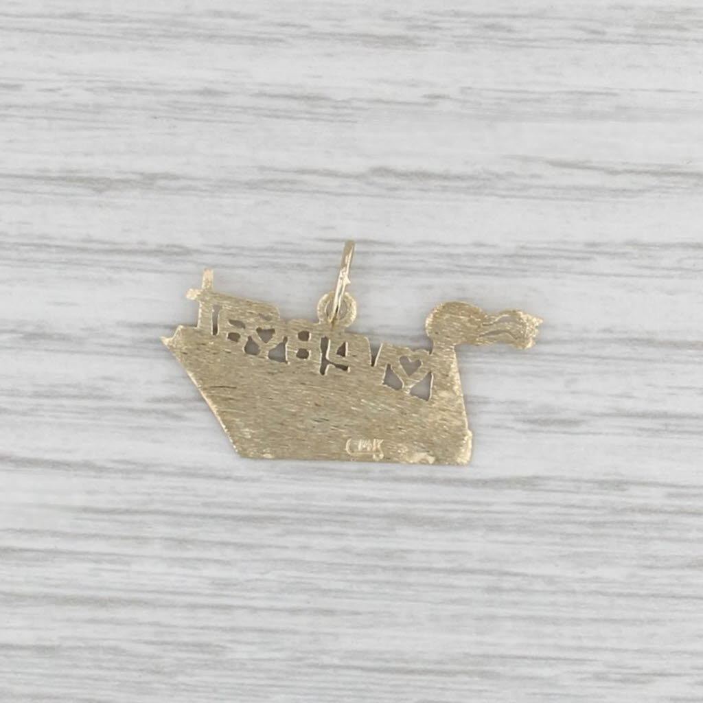 Viintage Love Boat Sun Princess Pendant 14k Yellow Gold Charm Travel Souvenir