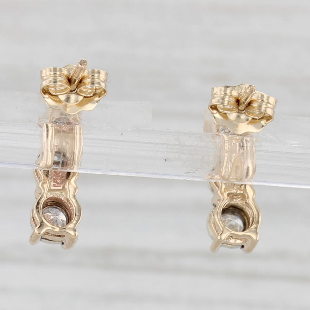 Light Gray 0.22ctw Diamond 3-Stone Journey Earrings 10k Yellow Gold Small Drops