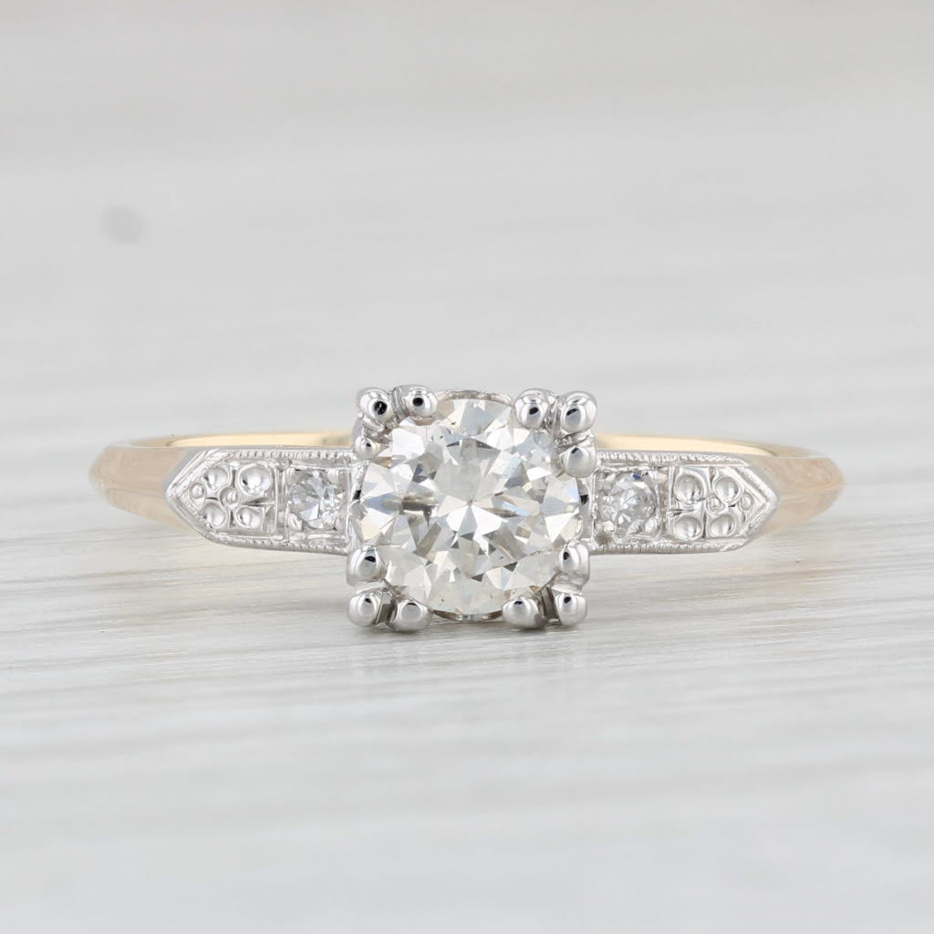 Light Gray 0.59ctw Diamond Engagement Ring 14k Gold Size 6.25 Vintage Woods