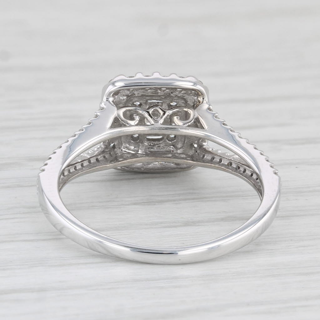 Light Gray 0.53ctw Diamond Halo Engagement Ring 10k White Gold Size 7
