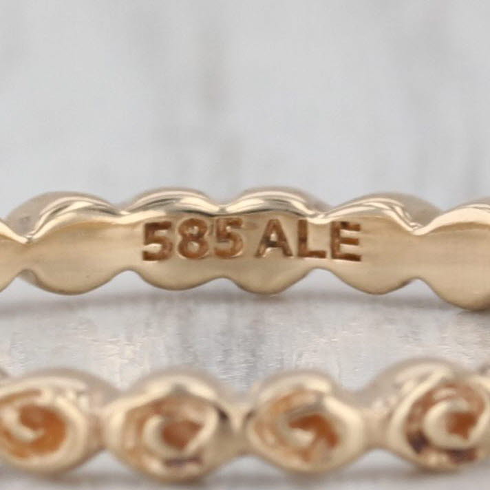 Authentic Pandora Small Roses Ring 150102 14k Yellow Gold Stackable Band 7.25 55