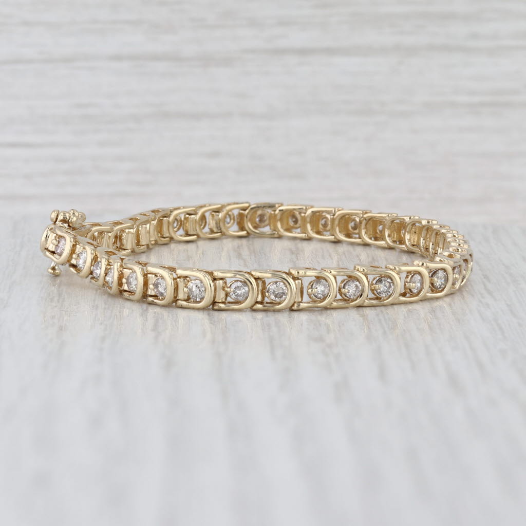 1.75ctw Diamond Tennis Bracelet 14k Yellow Gold 7" 4.7mm