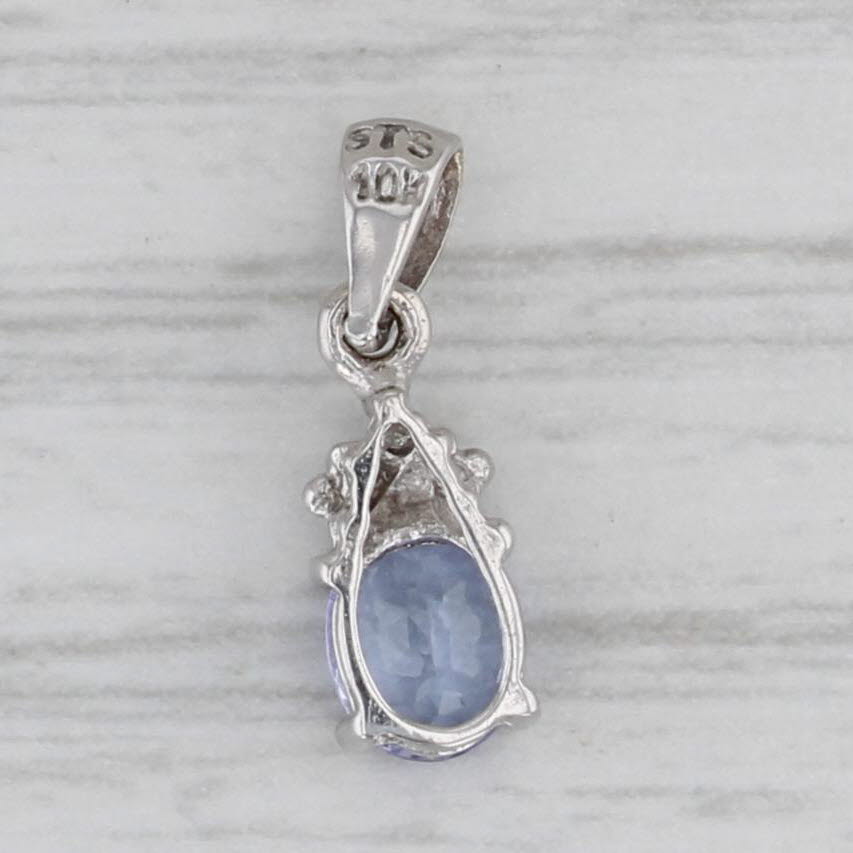 Gray 0.30ct Small Tanzanite Teardrop Pendant 10k White Gold Diamond Accents