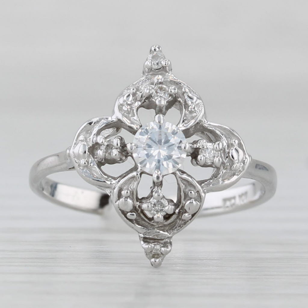 Light Gray 0.23ctw Diamond Cluster Ring 10k White Gold Size 6