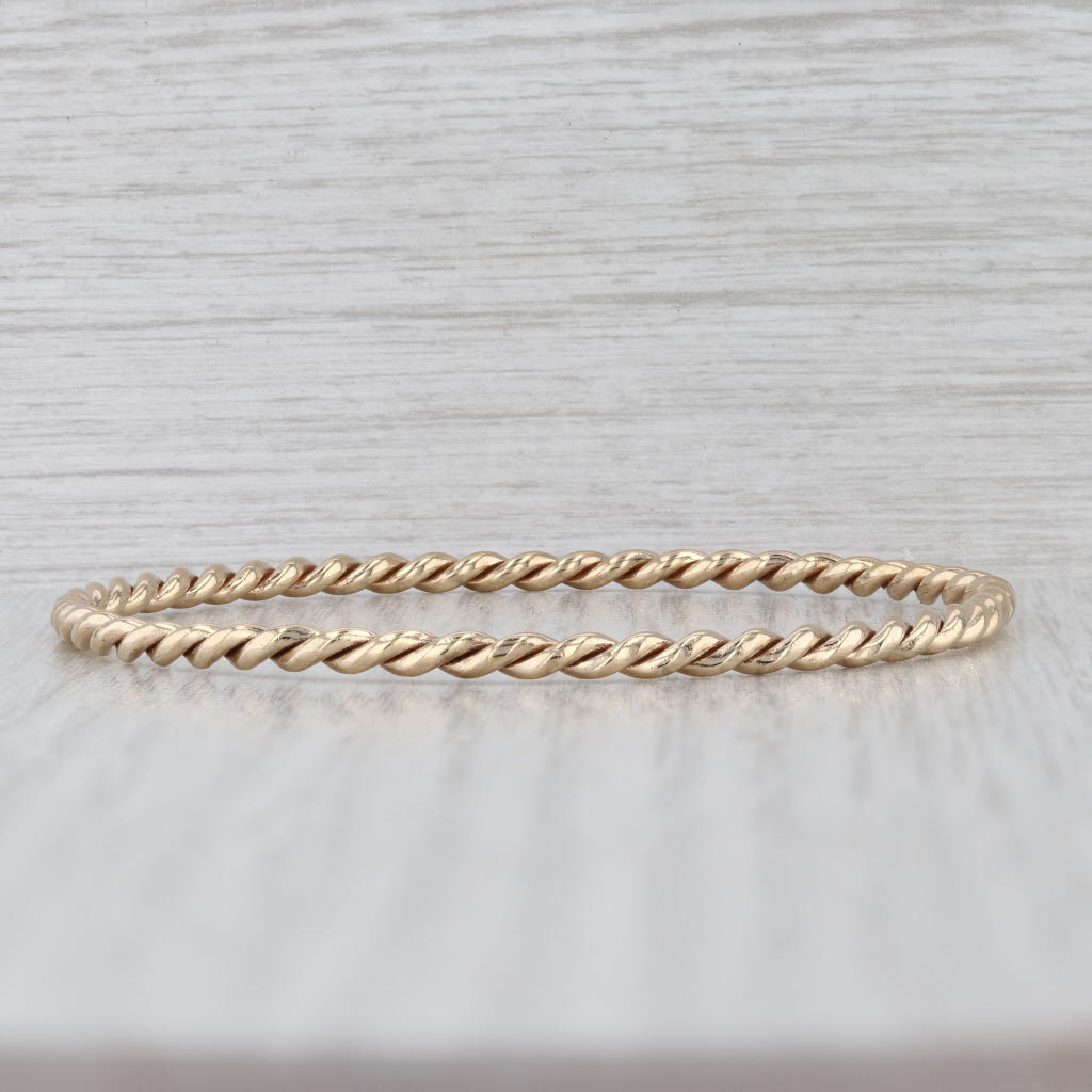 Woven Bangle Bracelet 14k Yellow Gold 7.75" 3.2mm