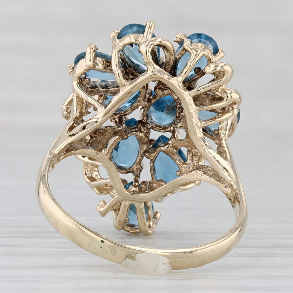 Gray 3.60ctw Lab Created Blue Spinel Cluster Ring 14k Yellow Gold Size 9 Cocktail