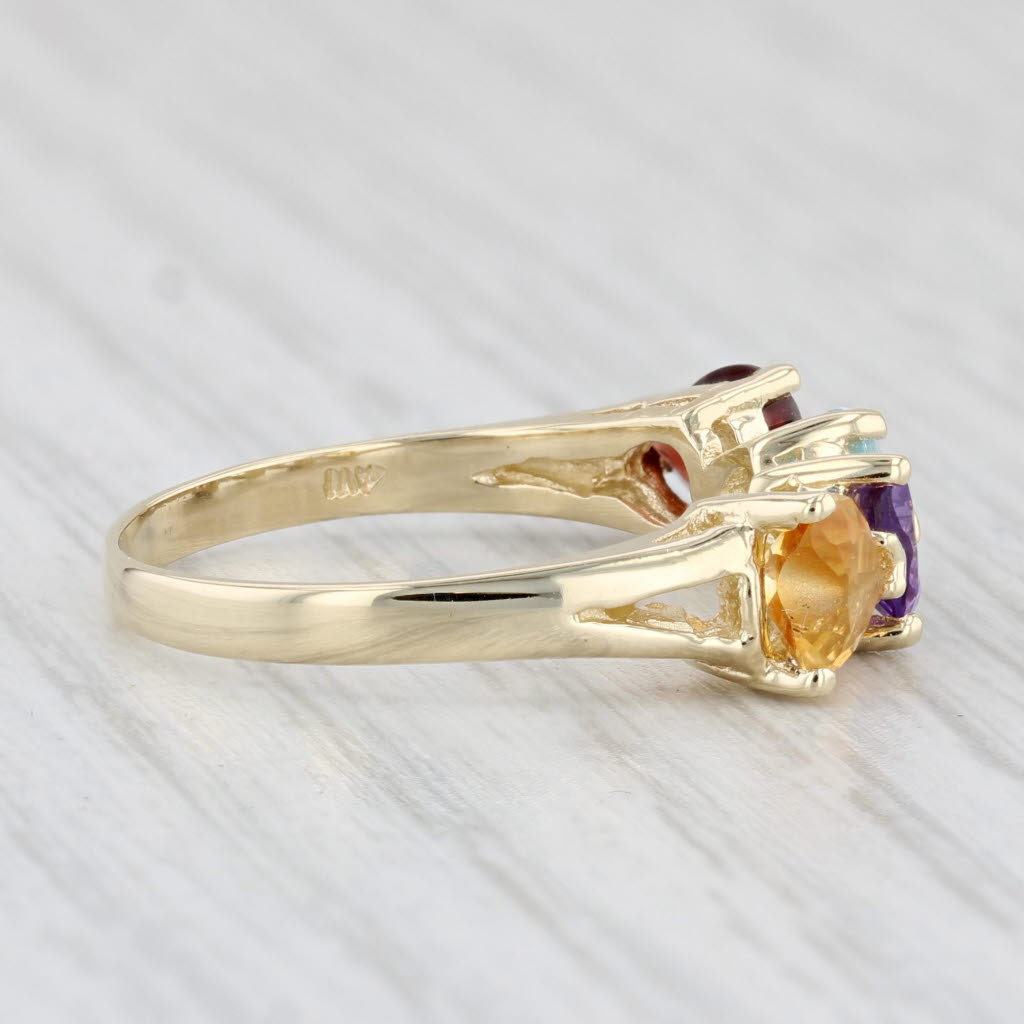 Light Gray 2ctw Gemstone Hearts Ring 14k Yellow Gold Size 8 Citrine Amethyst Topaz Garnet