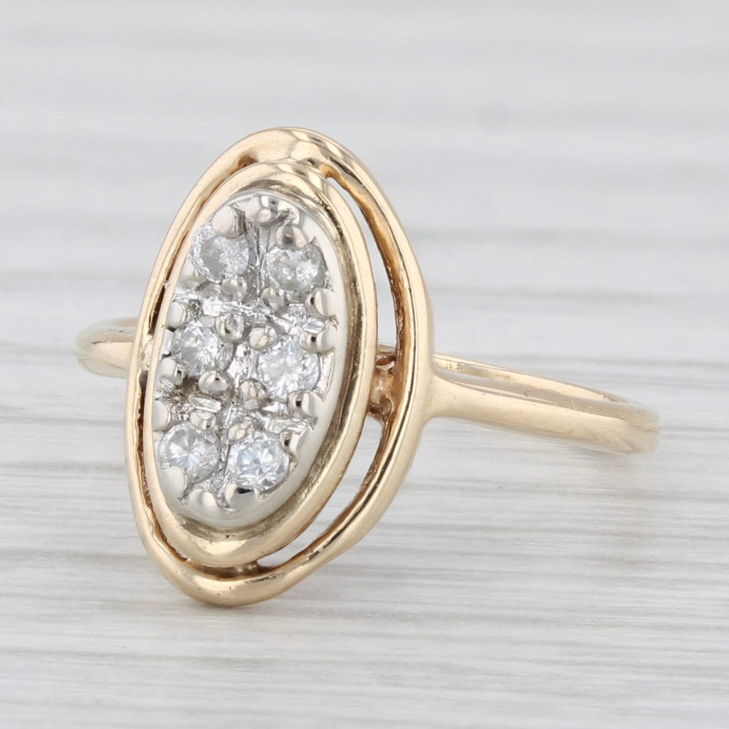 Light Gray Vintage 0.12ctw Diamond Cluster Ring 14k Yellow Gold Small Size 2.75