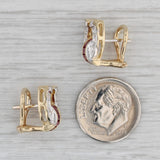 0.82ctw Ruby Diamond Horseshoe Earrings 14k Yellow Gold Western Luck Omega Backs