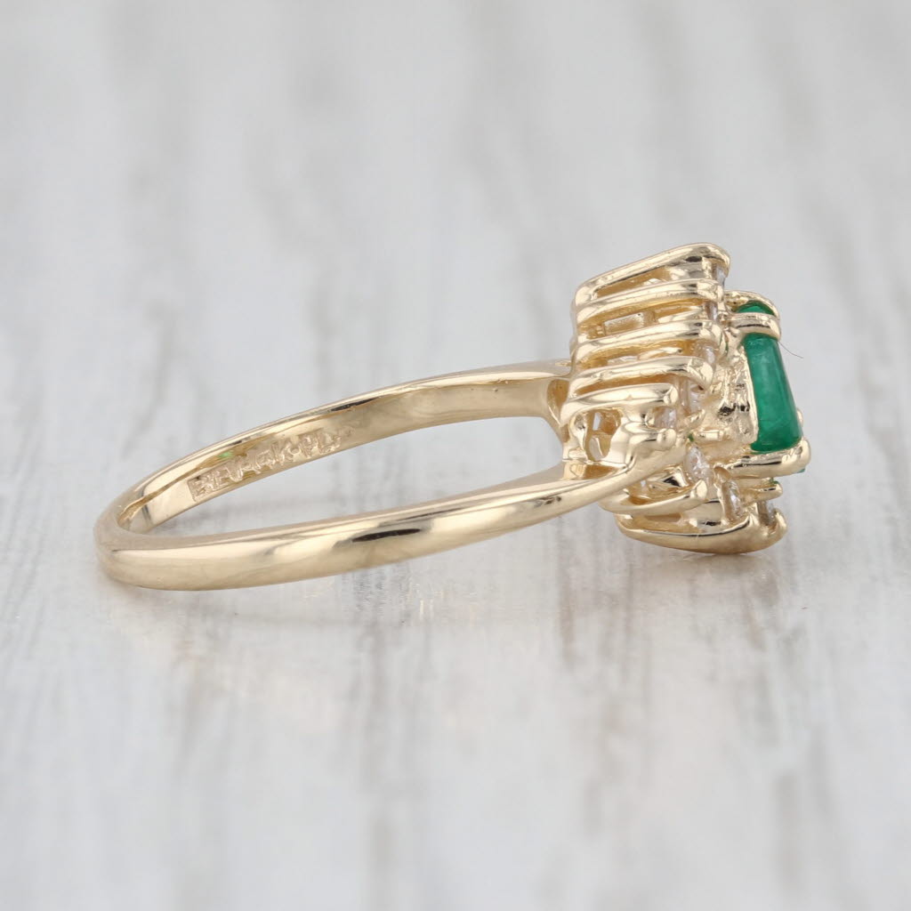 0.42ctw Pear Emerald Diamond Halo Ring 14k Yellow Gold Size 5.25 Engagement