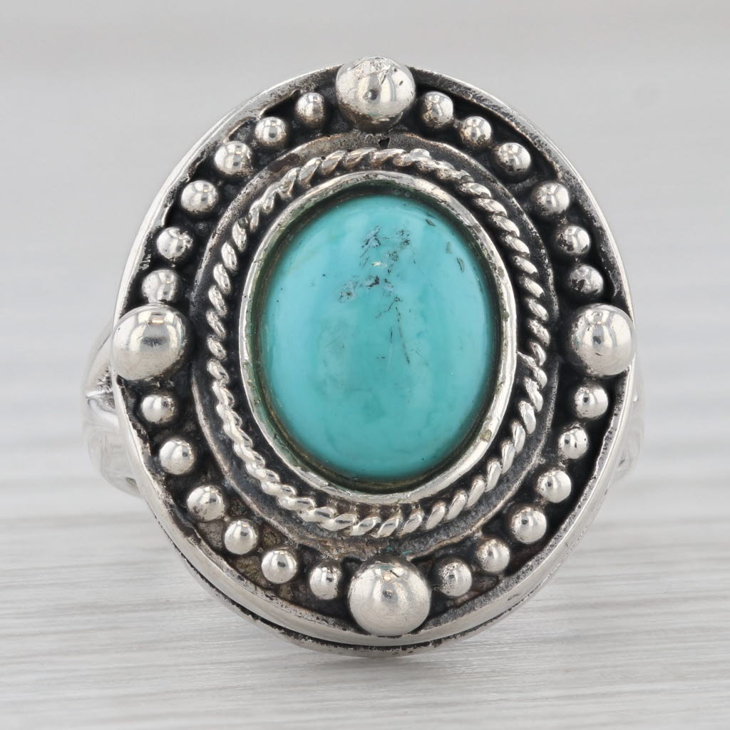 Gray Simulated Turquoise Statement Ring Sterling Silver Size 6