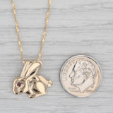 Ruby Eye Bunny Rabbit Pendant Necklace 14k Yellow Gold 20" Serpentine Chain