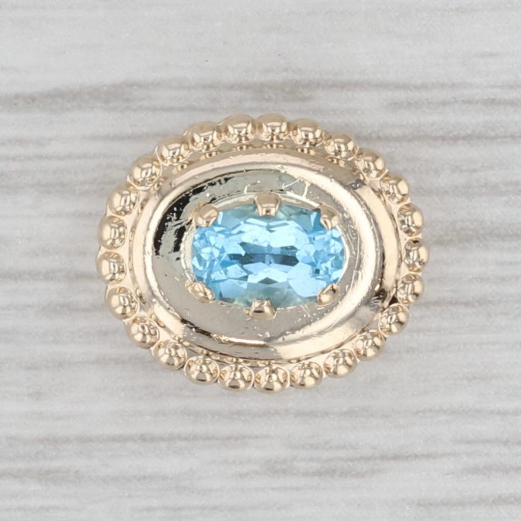 Gray 0.54ct Blue Topaz Solitaire Slide Bracelet Charm 10k Yellow Gold Vintage
