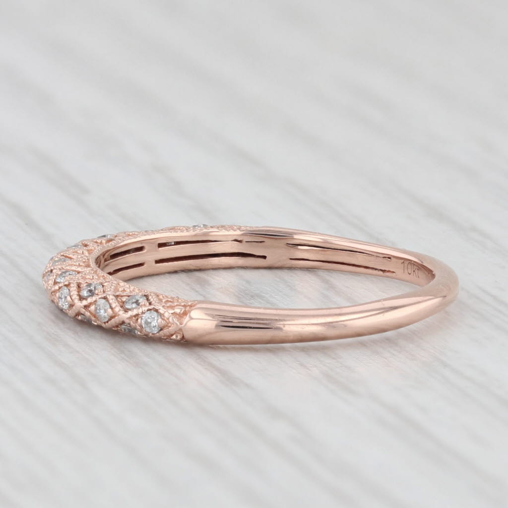 Light Gray 0.12ctw Diamond Stackable Ring 10k Rose Gold Wedding Anniversary Band IGL