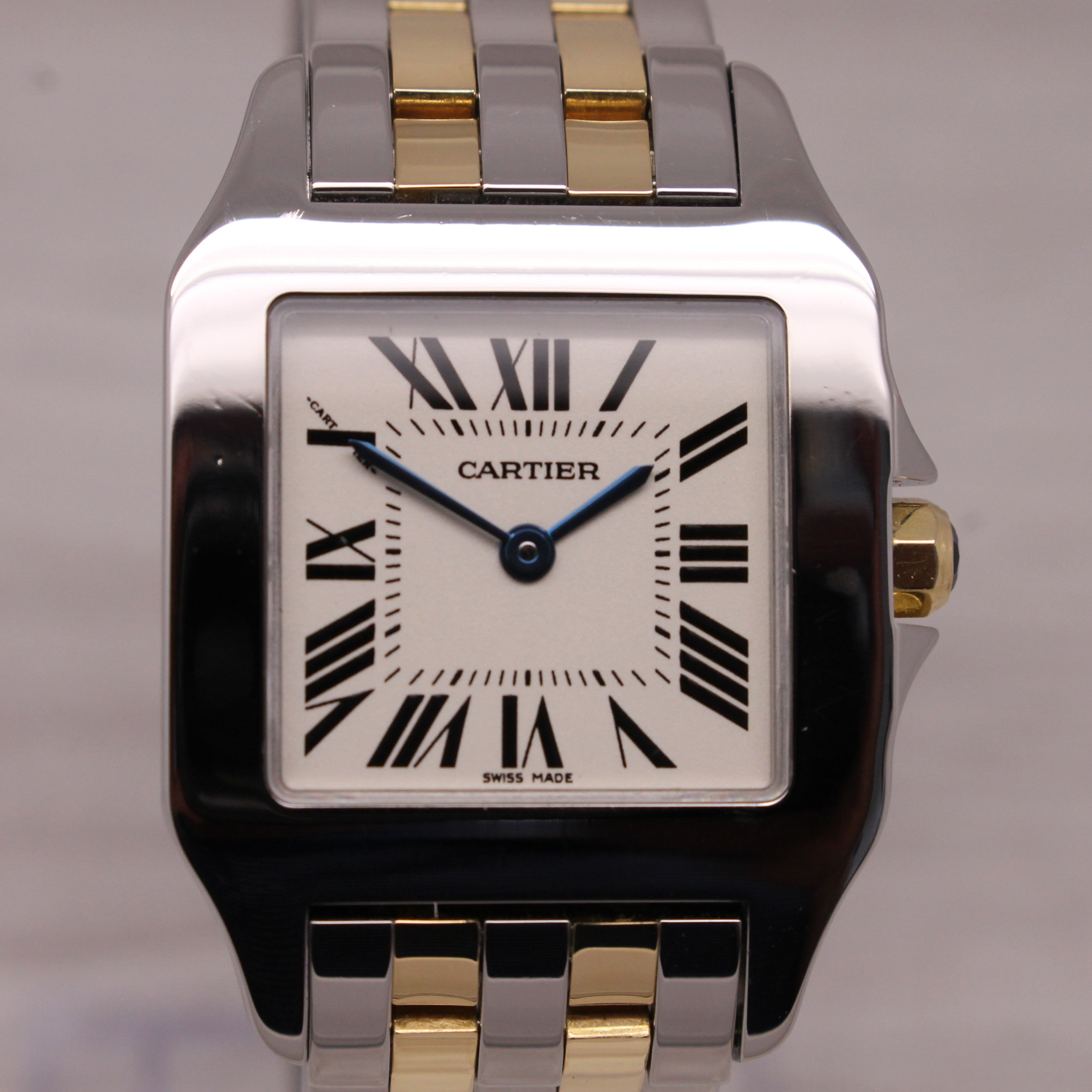 Rosy Brown Cartier Santos Demoiselle Steel & 18k Ladies Quartz Bracelet Watch 2701 w Box