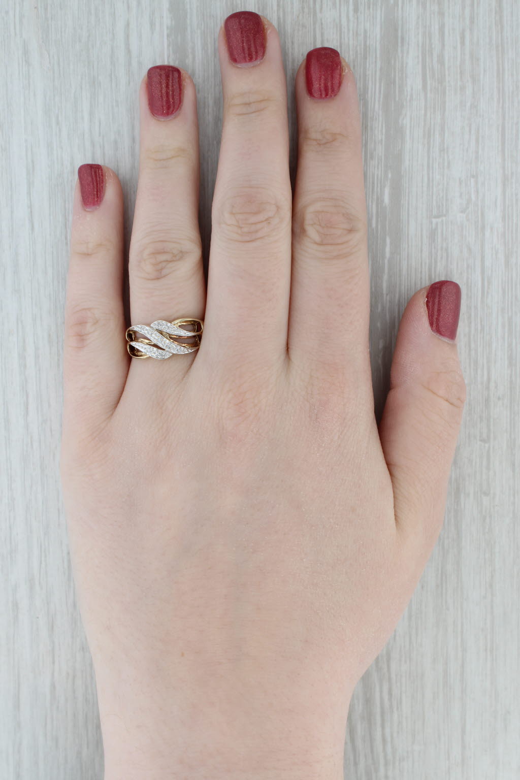 Gray Scalloped Diamond Ring 10k Yellow Gold Size 8.25