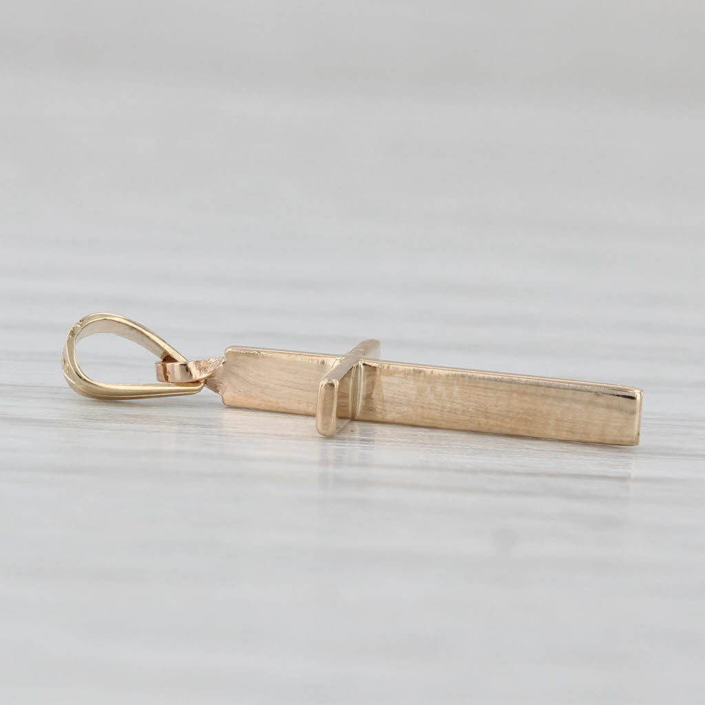 Light Gray Small Cross Pendant 14k Yellow Gold