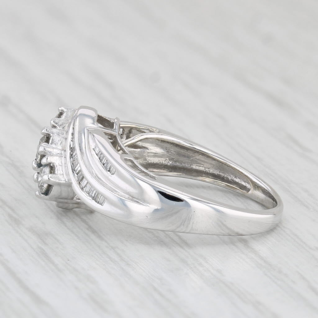 Light Gray 0.47ctw Diamond Bypass Ring 10k White Gold Size 6.25