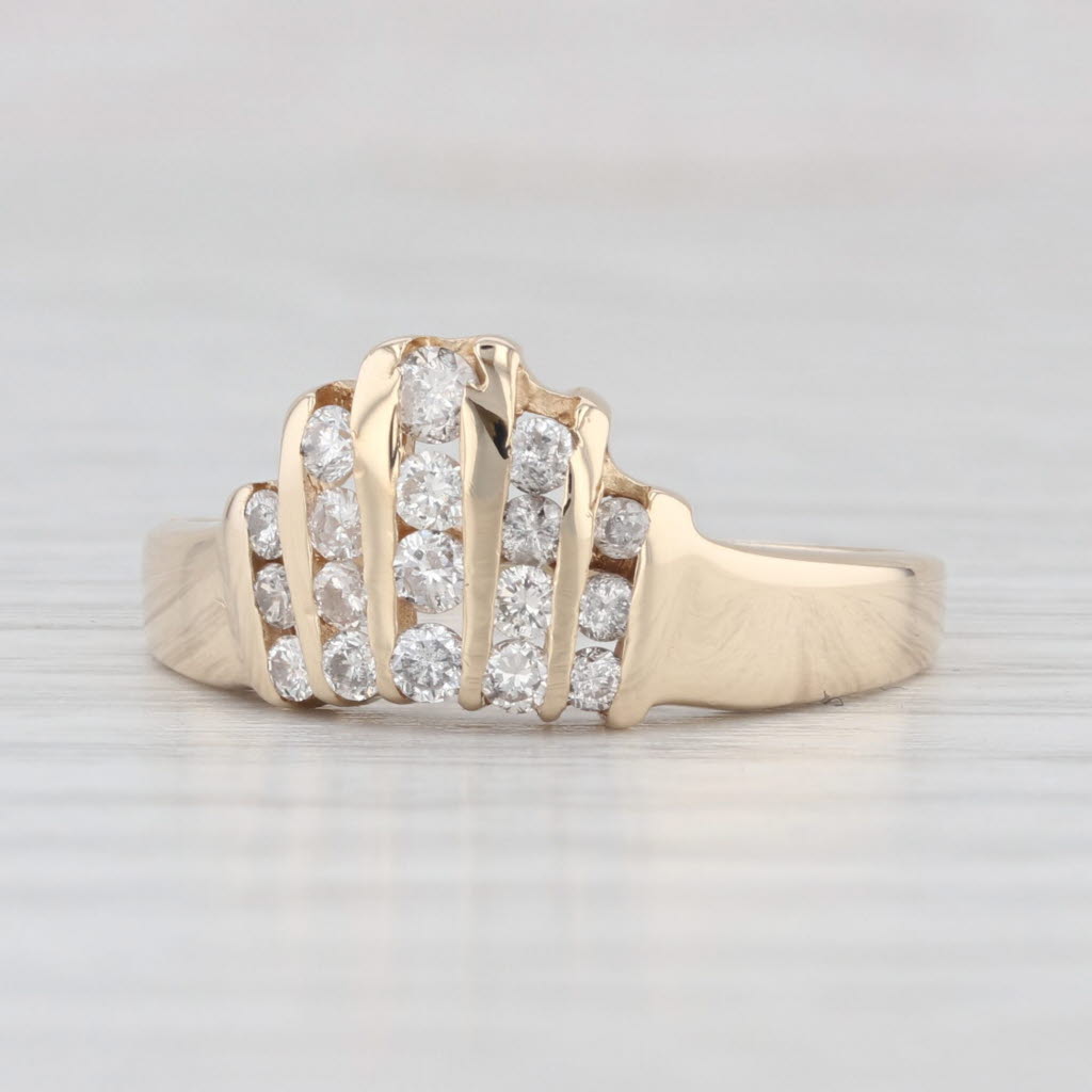 Light Gray 0.37ctw Tiered Diamond Rows Tiara Ring 14k Yellow Gold Size 8