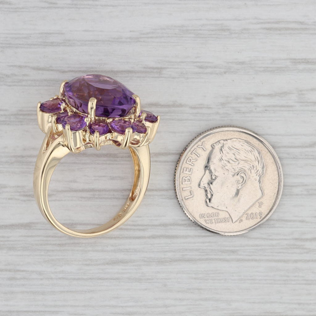 Gray 8.20ctw Amethyst Cocktail Ring 14k Yellow Gold Size 6.5