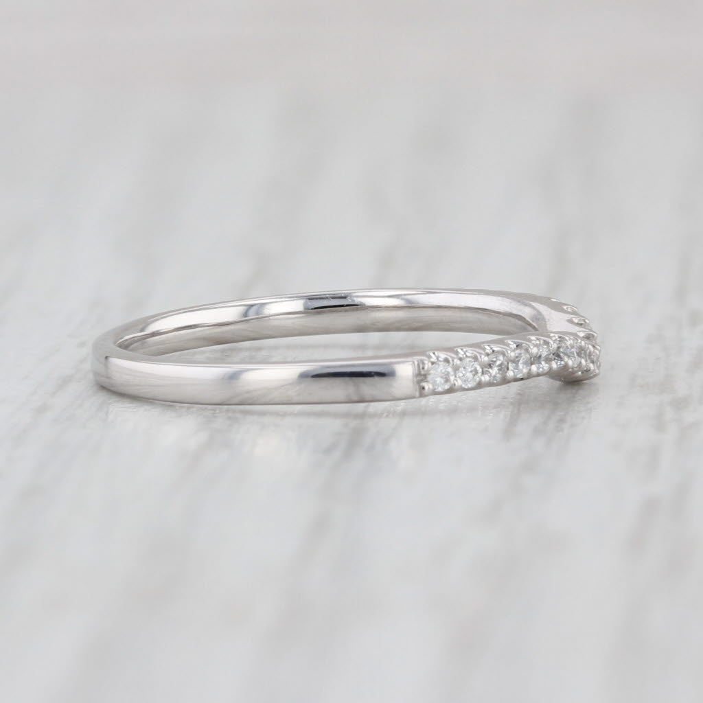 0.11ctw Diamond Contoured Wedding Ring 14k White Gold Stackable Size 7