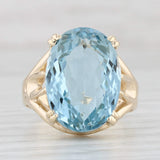 Light Gray New 16.70ct Blue Topaz Ring 14k Yellow Gold Size 7.5 Oval Solitaire