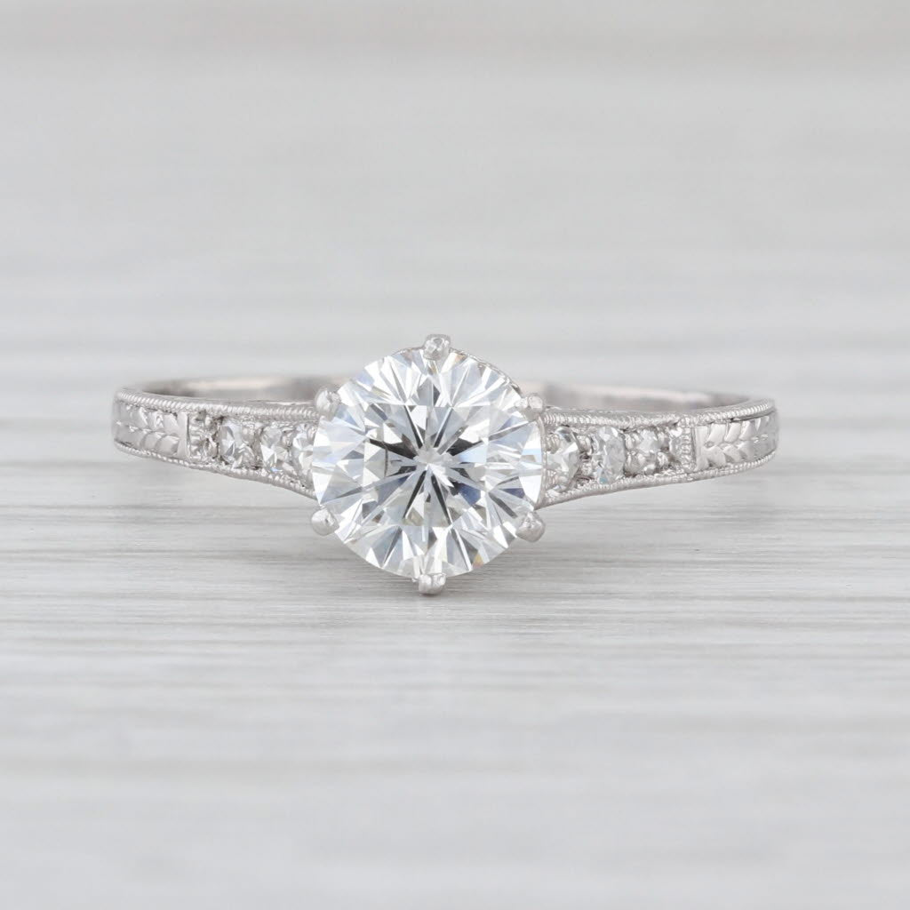 Antique 1.03ctw Round Brilliant Diamond Engagement Ring 900 Platinum Size 7.25