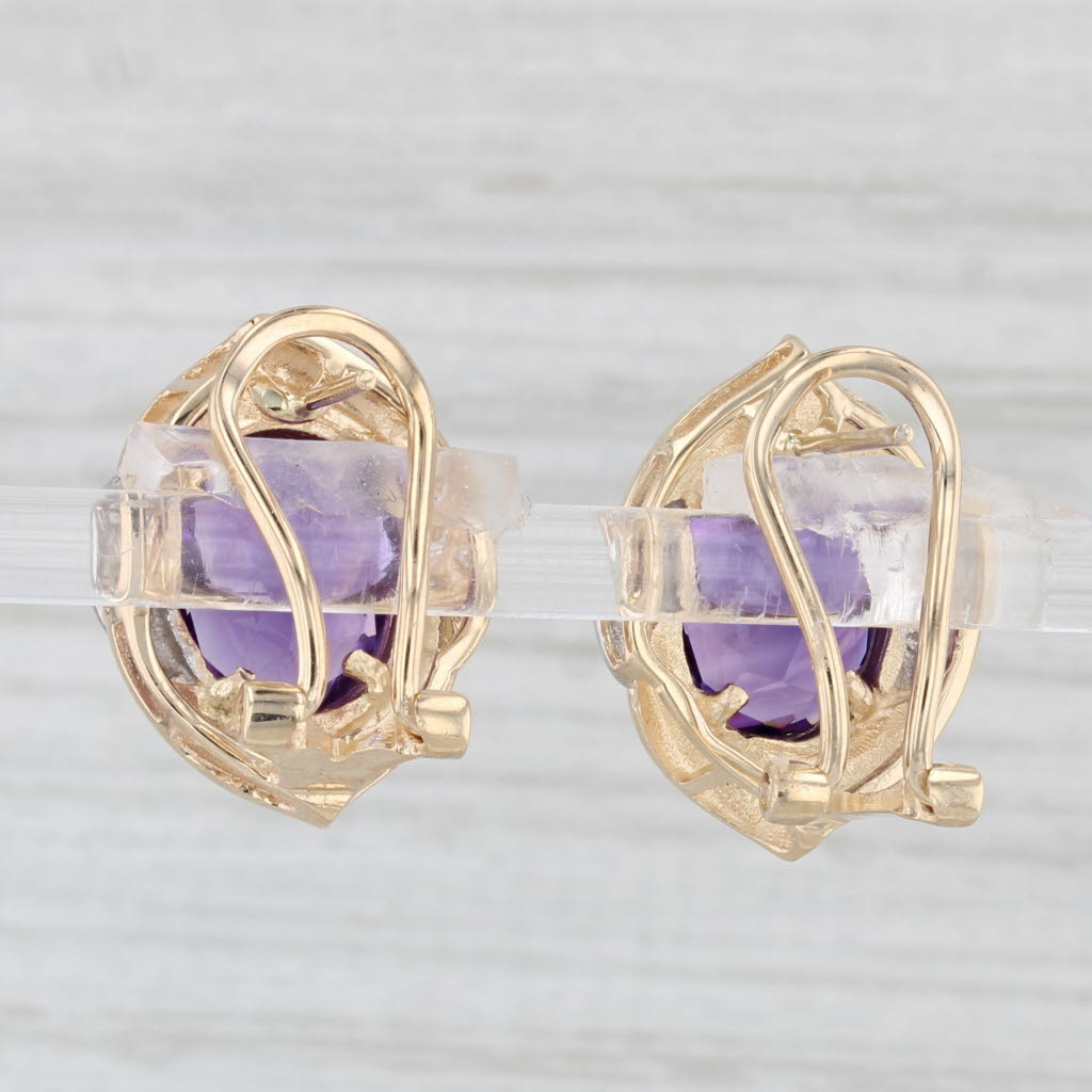 Light Gray 5.04ctw Amethyst Diamond Drop Earrings 14k Yellow Gold Omega Backs