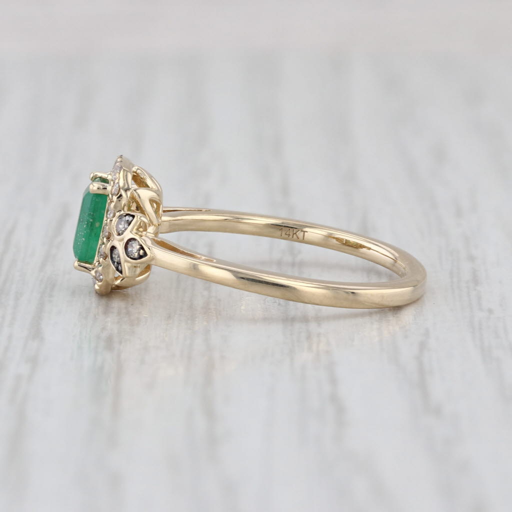 Le Vian Emerald Cut Emerald Damond Halo Ring 14k Yellow Gold Size 7