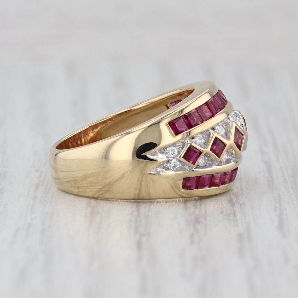 2.78ctw Ruby Diamond Domed Ring 18k Yellow Gold Size 8