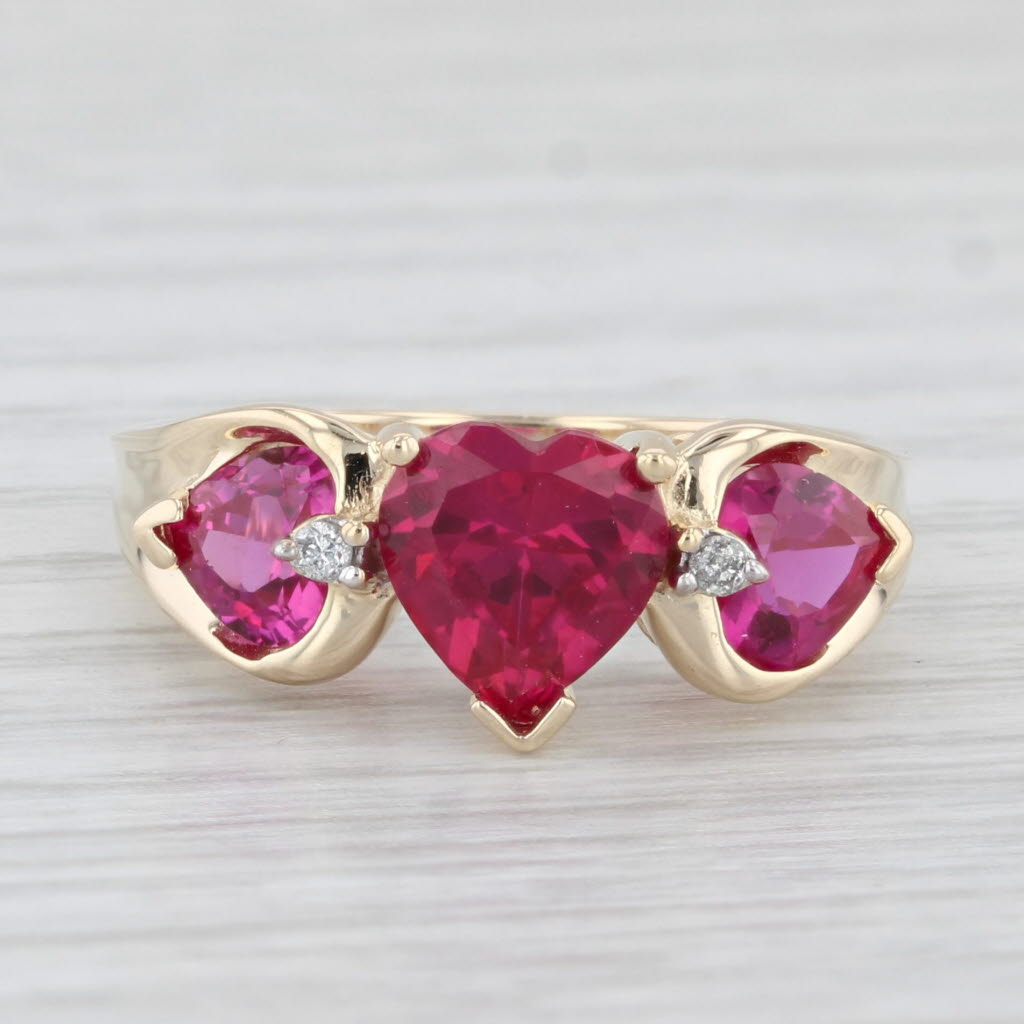 Light Gray 2.77ctw Lab Created Ruby Heart Diamond Ring 14k Yellow Gold Size 7