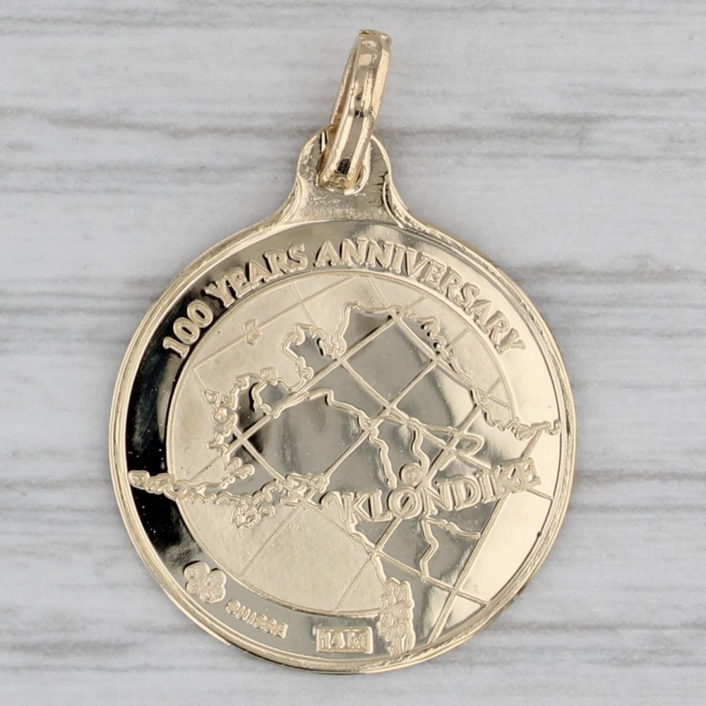 Gray Milor Klondike Goldrush 100 Year Anniversary Coin Pendant 14k Yellow Gold Charm