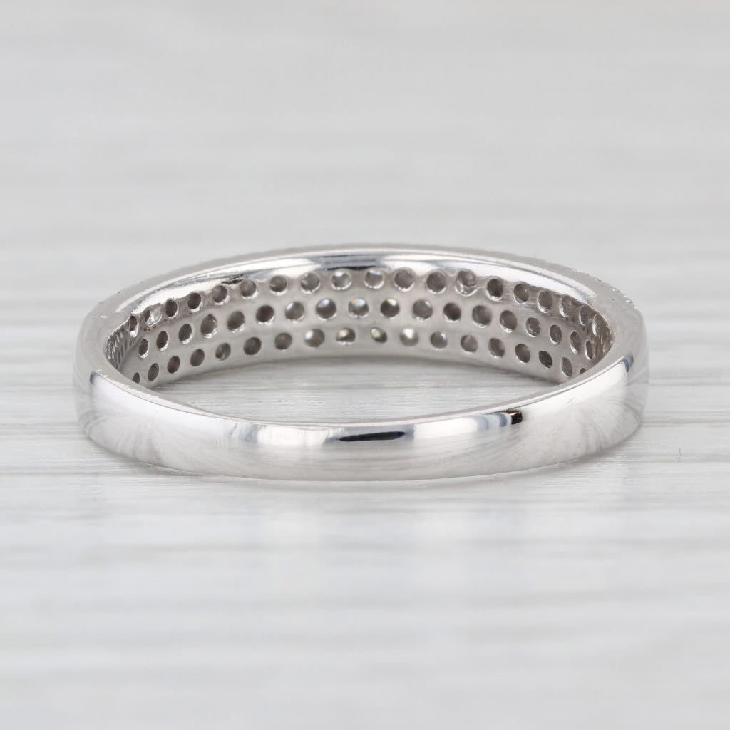 0.33ctw Pave Diamond Wedding Band 14k White Gold Sz 8 Stackable Annivesary Ring