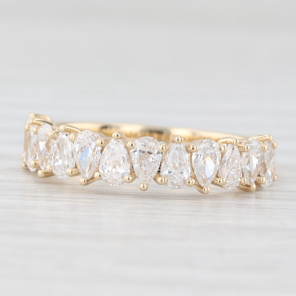 New 1.31ctw Lab Grown Pear Diamond Ring Wedding Stackable Band 14k Gold Size 6.5