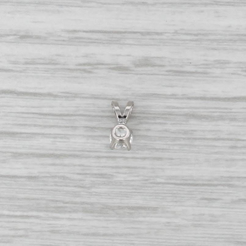New 0.22ct Diamond Solitaire Pendant 14k White Gold 4 Prong Small Round Drop