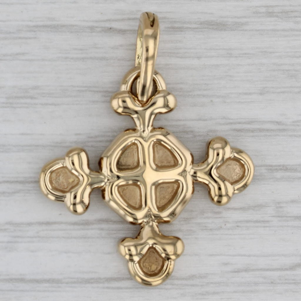 Gray Ornate Cross Pendant 18k Yellow Gold Enhancer Clip Bail