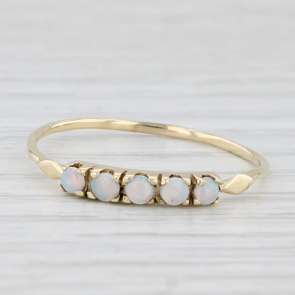 Light Gray Vintage Opal Ring 10k Yellow Gold Size 9.75 Stackable