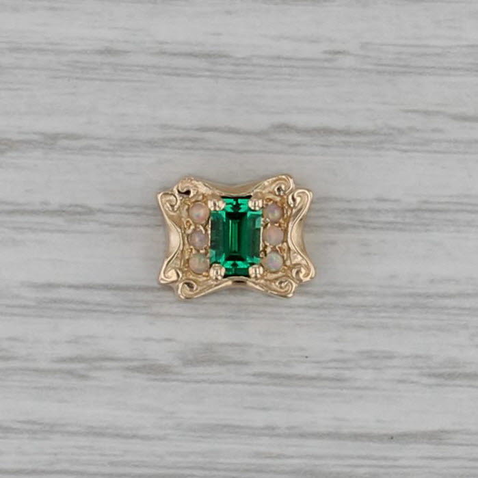 Goldman Kolber 2.30ctw Lab Created Emerald Opal Slide Bracelet Charm 14k Gold