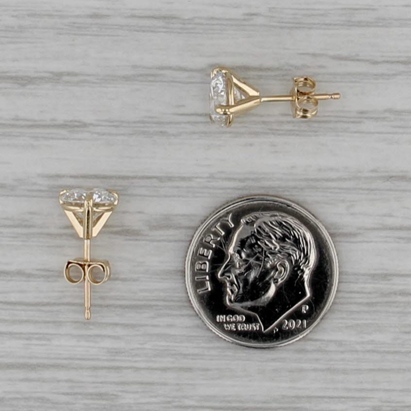 2.15ctw Lab Grown Round Diamond Stud Earrings 14k Yellow Gold Studs IGI E VVS2