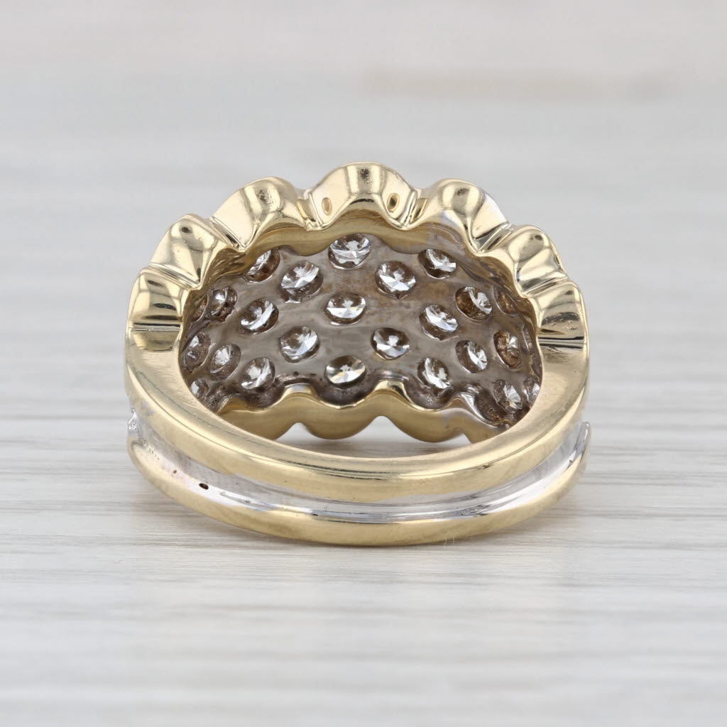 1.48ctw Diamond Cluster Ring 14k Yellow White Gold Sz 5.75 London Star Cocktail
