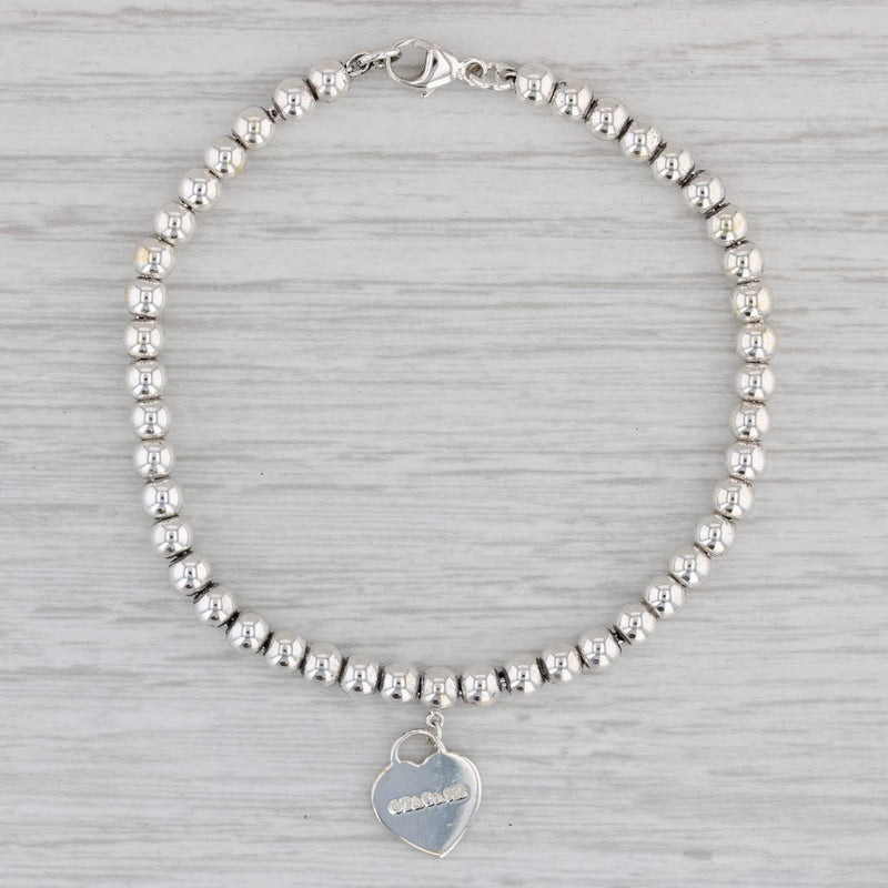 Return to Tiffany ID Heart Tag Bracelet Sterling Silver 7" Bead Chain