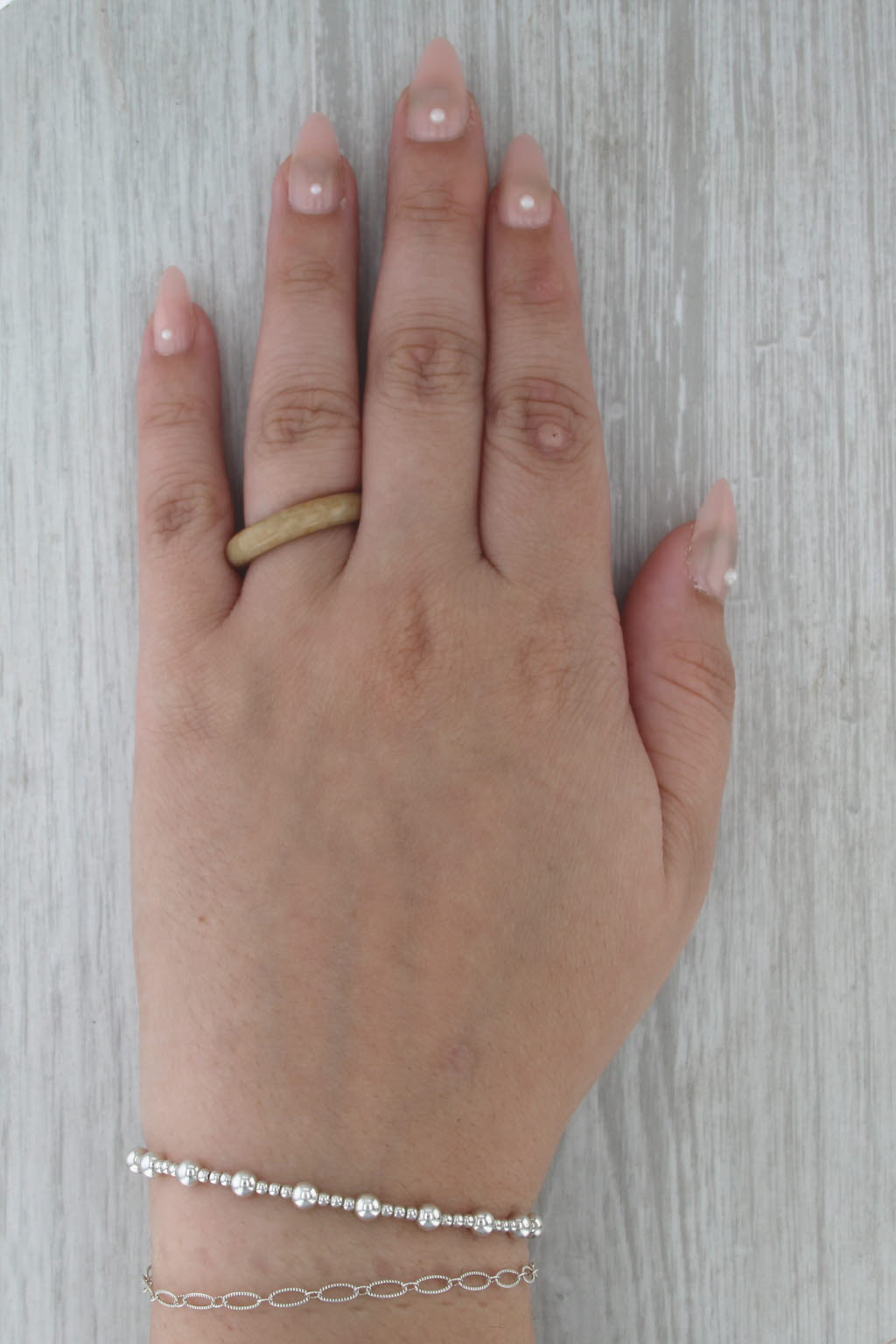 Marbled Brown Tan Jadeite Jade Band Ring Size 7.75 4.5mm